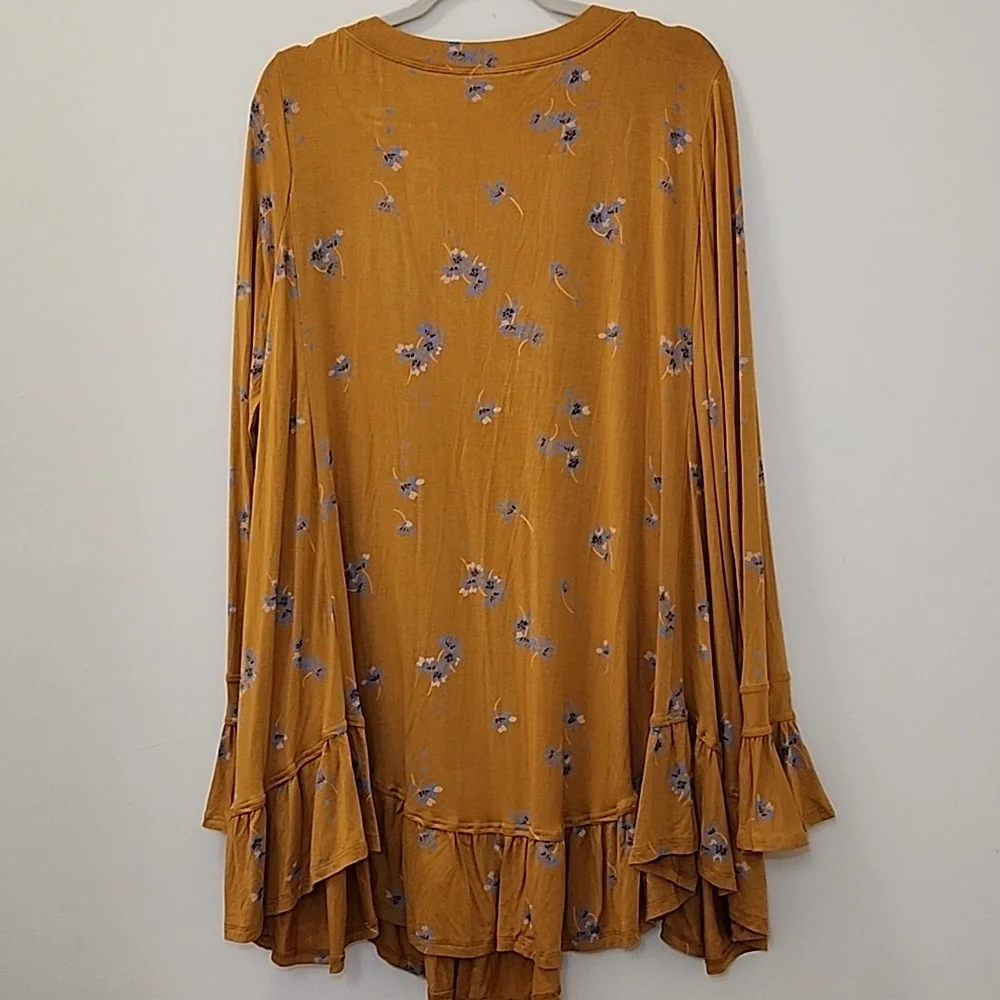 NWOT Free People Olivia Printed Tunic Yellow Buttery-Soft Size Meduim